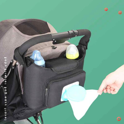 ベビーカーバッグ おしゃれ 小物入れ 収納 買い物 ハンギング 落下防止 ボトル おむつ 黒 グレー ベビーカーバッグ おしゃれ 小物入れ 収納 買い物 ハンギング 落下防止 ボトル おむつ 黒 グレー