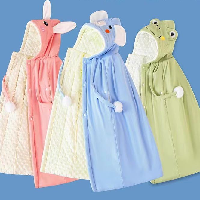 ベビー 男の子 女の子 ポンチョ 秋冬 アウター マント コート カジュアル ケープ 防寒 厚手 防風 フード付き かわいい ピンク ブルー グリーン