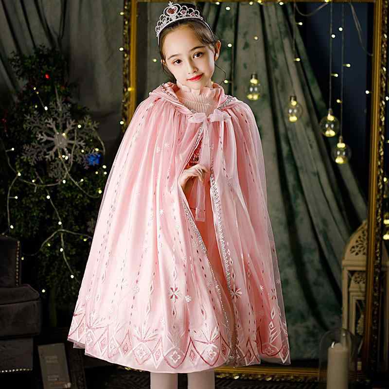 ポンチョ アウター マント コート 防寒 キッズ 子供 女の子 秋冬 ショール フード付き ロング丈 パフォーマンス ドレス クリスマス コスプレ ブルー ピン...