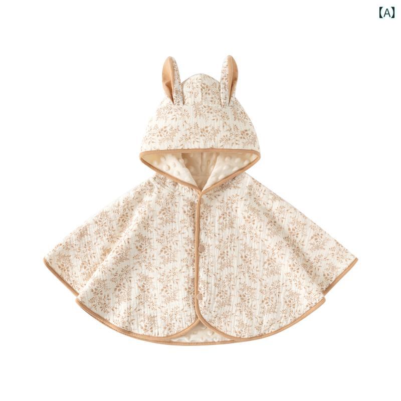 ベビー 男の子 女の子 ポンチョ 秋冬 アウター マント コート ショール ケープ 防寒 防風 フード付き アウトドア フリース ジャケット ベージュ