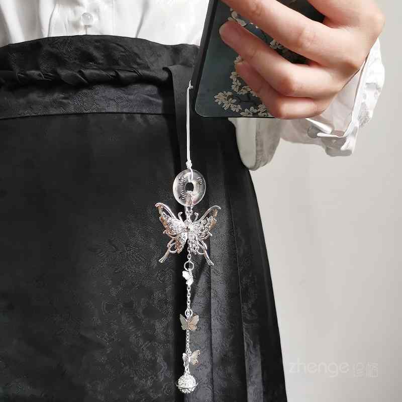 キーホルダー アクセサリー ストラップ 中国風 ペンダント アンティーク レトロ バタフライ メンズ レ..