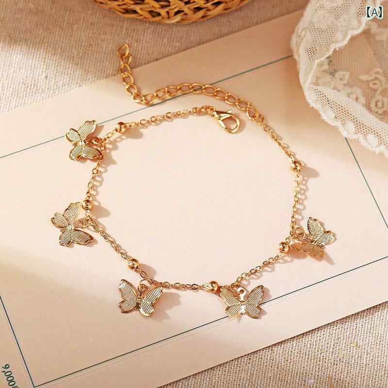 アンクレット レディース 蝶 バタフライ アクセサリー ジュエリー ペンダント ブレスレット シンプル ゴールド シルバー