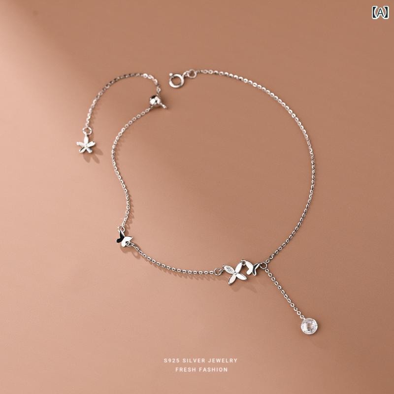 アンクレット レディース 蝶 バタフライ アクセサリー ジュエリー エレガント シルバー925 おしゃれ 軽量 シルバー