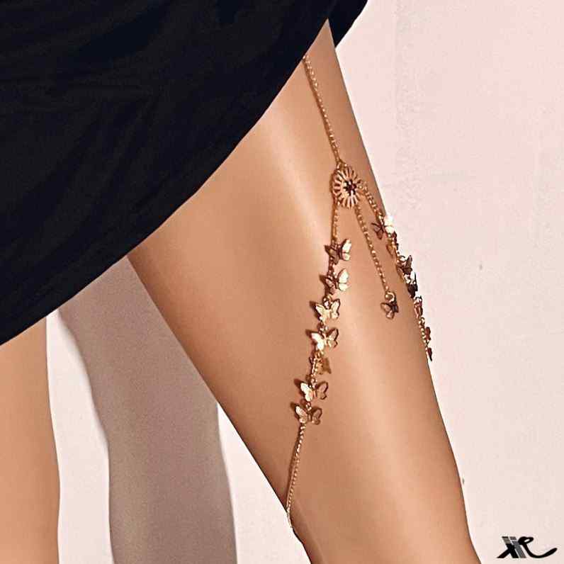 レディース 蝶 バタフライ アクセサリー ジュエリー セクシー 太もも ガーターリング チェーン ゴールド シルバー