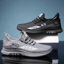 スニーカー 靴 メンズ 滑りにくい 通気性 メッシュ シューズ ソフトソール カジュアル 紳士 スポーツ 作業 グレー ブラック