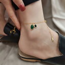 アンクレット レディース アクセサリー ジュエリー セクシー 18K ナチュラル ブラックメノウ ストーン おしゃれ グリーン