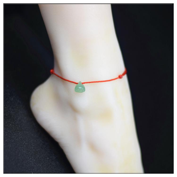 アンクレット メンズ レディース アクセサリー ジュエリー ナチュラル 幸運 蓮の実 ロープ カルセドニー レッド グリーン