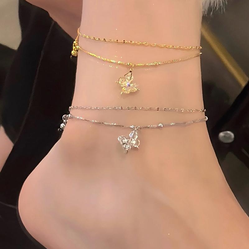 アンクレット レディース 蝶 バタフライ アクセサリー ジュエリー スパークリング ゴールド シルバー