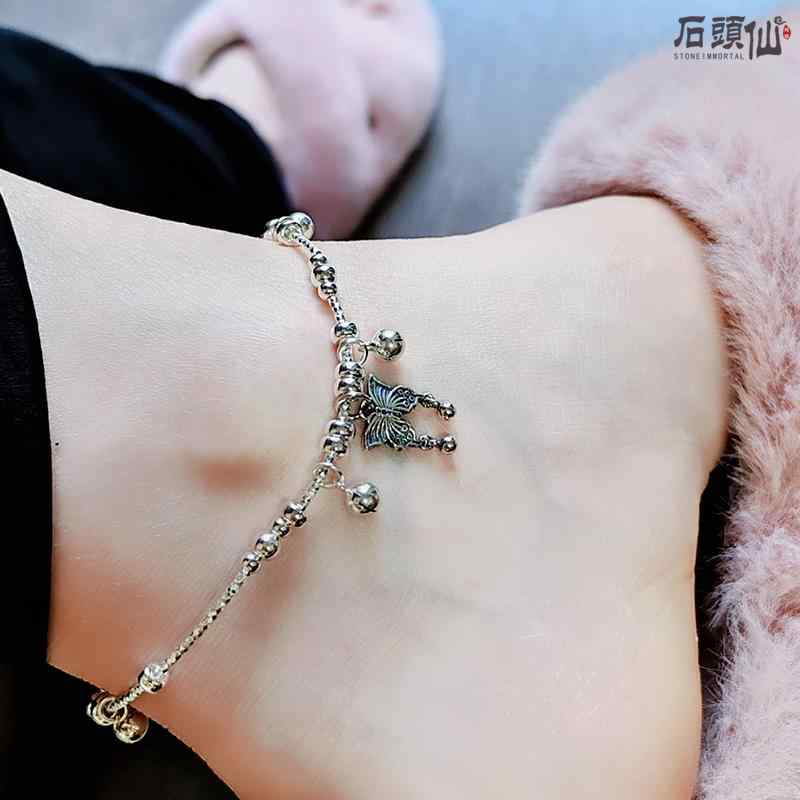 アンクレット レディース 蝶 バタフライ アクセサリー ジュエリー アンティーク 鈴 レトロ ギフト シルバー