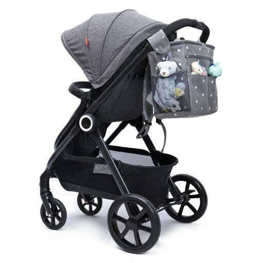 ベビーカーバッグ おしゃれ 小物入れ 収納 買い物 ハンギング 落下防止 おむつ パッド 幼児 黒 グレー ベビーカーバッグ おしゃれ 小物入れ 収納 買い物 ハンギング 落下防止 おむつ パッド 幼児 黒 グレー