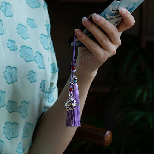 タッセル フリンジ キーホルダー アクセサリー ストラップ レトロ エスニック 中国風 鐘 鈴 パープル レッド グリーン タッセル フリンジ キーホルダー アクセサリー ストラップ レトロ エスニック 中国風 鐘 鈴 パープル レッド グリーン