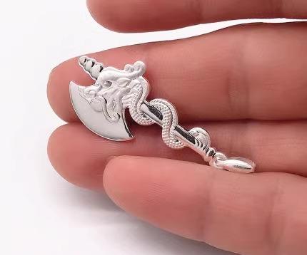 ネックレス メンズ レディース ジュエリー エスニック ロック アクセサリー ペンダント キーホルダー 斧 アックス シルバー