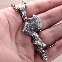 ネックレス メンズ レディース ジュエリー エスニック アクセサリー ペンダント キーホルダー 斧 アックス シルバー