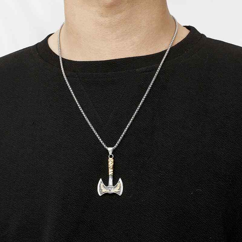ネックレス メンズ レディース ジュエリー エスニック アメリカン レトロ ヒップホップ アクセサリー ペンダント キーホルダー 斧 アックス シンプル チタン...