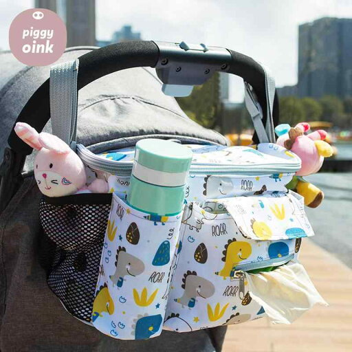 ベビーカーバッグ おしゃれ 小物入れ 収納 買い物 ハンギング 落下防止 大容量 袋 ベビー 白 黄色 恐竜 ベビーカーバッグ おしゃれ 小物入れ 収納 買い物 ハンギング 落下防止 大容量 袋 ベビー 白 黄色 恐竜