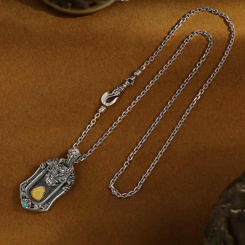 ネックレス メンズ ジュエリー エスニック アクセサリー ペンダント キーホルダー 銅 メッキ レトロ フ..