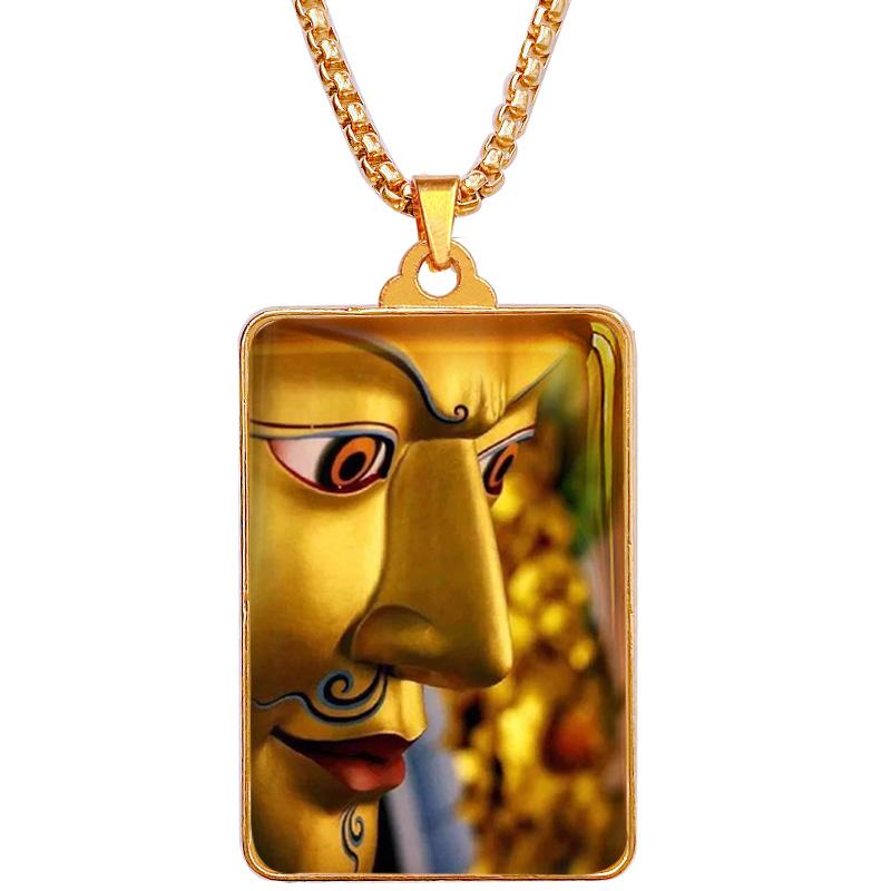 ネックレス メンズ レディース アクセサリー チェーン エスニック 仏像 四角 ペンダント ゴールド