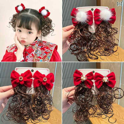 ヘアピン リボン ウィッグ キッズ 女の子 頭飾り ヘアアクセサリー ボンボン スエード レッド ホワイト ヘアピン リボン ウィッグ キッズ 女の子 頭飾り ヘアアクセサリー ボンボン スエード レッド ホワイト
