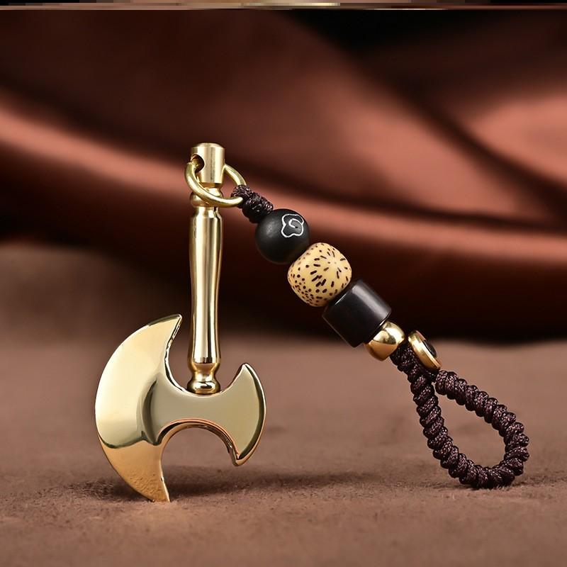 ネックレス メンズ レディース ジュエリー エスニック アクセサリー ペンダント キーホルダー 斧 アックス 真鍮 ゴールド
