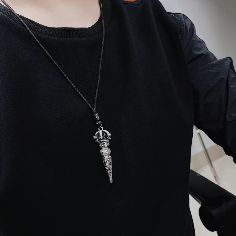 ネックレス メンズ レディース カップル アクセサリー ペンダント レトロ エスニック ジュエリー ロープ スターリングシルバー