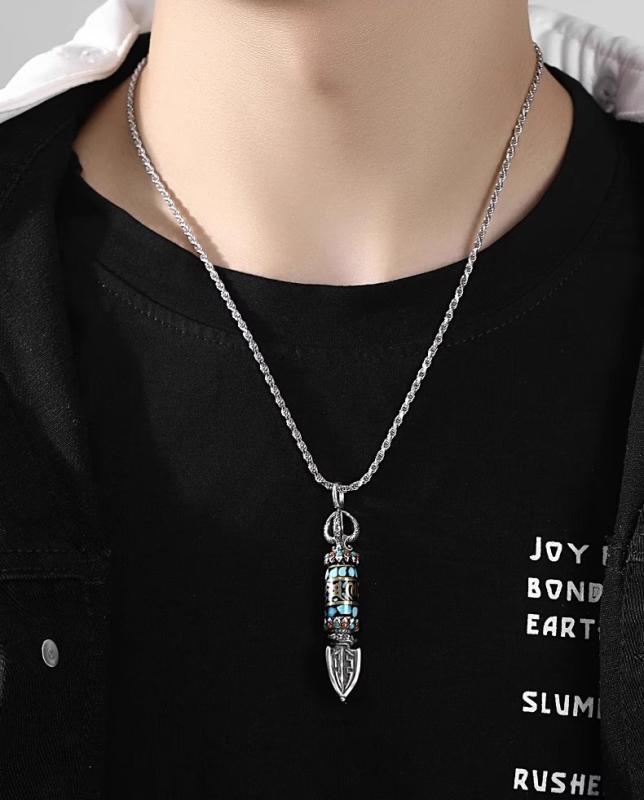 ネックレス メンズ レディース カップル アクセサリー ペンダント ヘッド ビーズ お守り スターリングシルバー