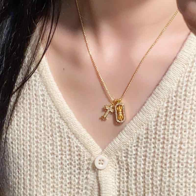 ネックレス メンズ レディース カップル アクセサリー クロス ペンダント ジュエリー チェーン ゴールド