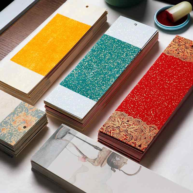 しおり 空白 おしゃれ ブックマーク 短冊 中国風 レトロ 手書き ギフト フリンジ タッセル ゴールド