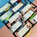 しおり 空白 おしゃれ ブックマーク 短冊 中国風 レトロ 水彩 手書き 書道 フリンジ タッセル DIY 素材 ロープ リボン ギフト カード 紙 ホワイト