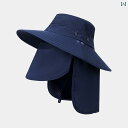 サーフ 帽子 バケットハット サファリハット メンズ レディース 夏 アウトドア スポーツ 日焼け防止 フェイスガード ネックガード つば広 サーフィン ネイビ...