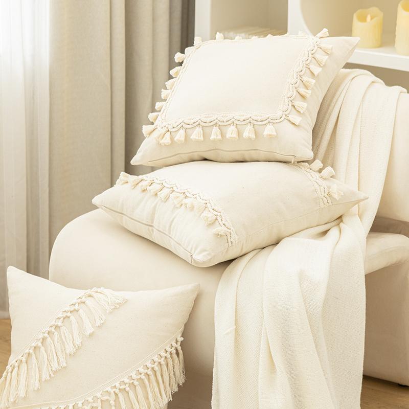 クッションカバー おしゃれ リビングルーム ソファ ベッドサイド オフィス 装飾 インテリア ベージュ