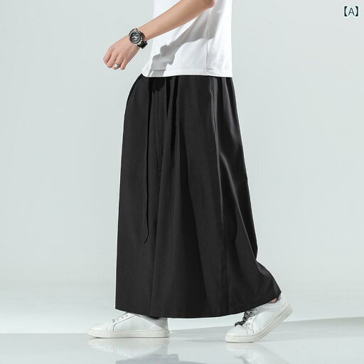 ワイドパンツ メンズ ガウチョパンツ 夏 ストレート 大きいサイズ 薄手 中国風 レトロ ブラック グレー グリーン ワイドパンツ メンズ ガウチョパンツ 夏 ストレート 大きいサイズ 薄手 中国風 レトロ ブラック グレー グリーン