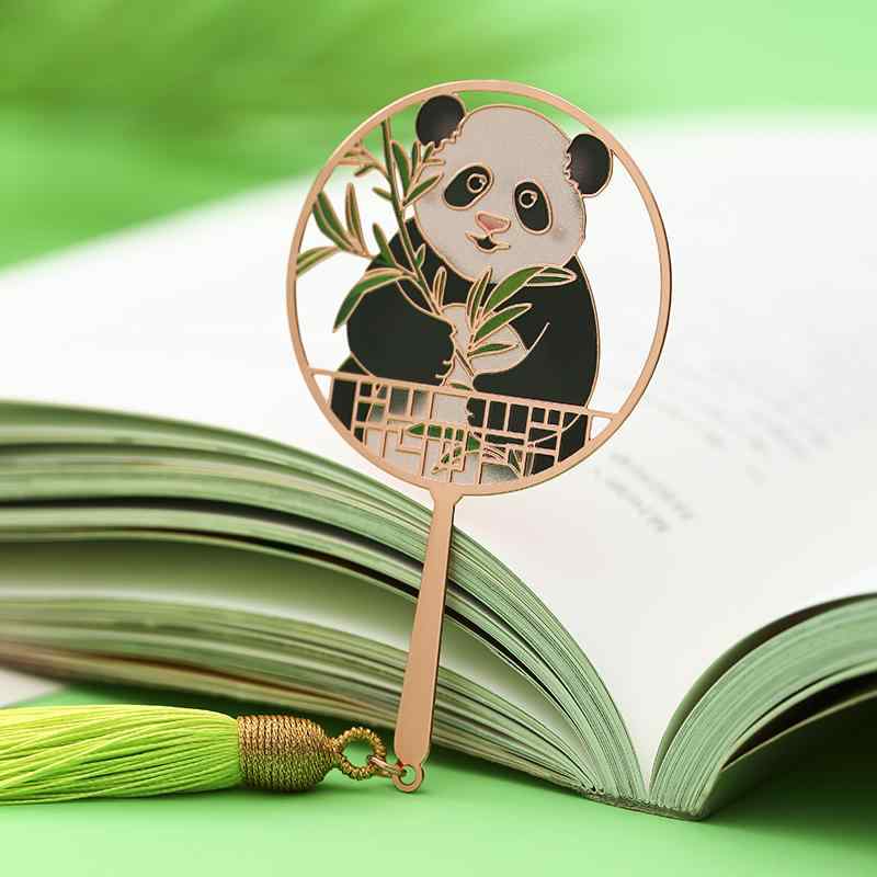 しおり 金属 おしゃれ ブックマーク かわいい メタル ペンダント レトロ 中国風 シンプル タッセル 学生 ビジネス グリーン ピンク パンダ