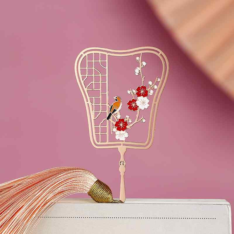 しおり 金属 おしゃれ ブックマーク メタル 真鍮 中国風 タッセル 学生 ピンク グリーン パープル