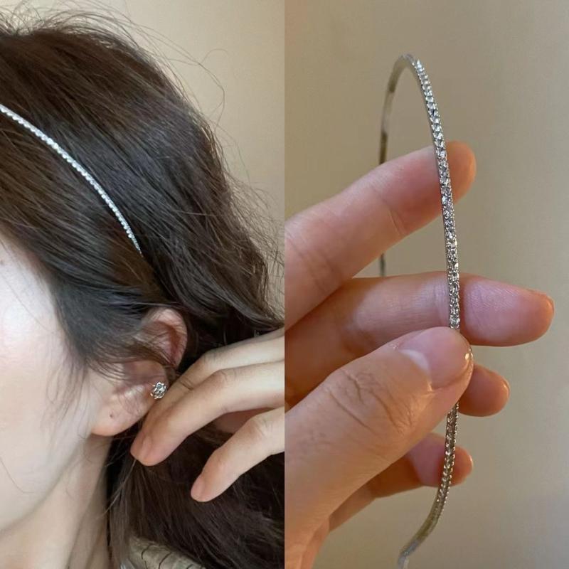 カチューシャ キラキラ ヘアアクセサリー ヘッドバンド レディース シンプル エレガント 超極細 ライン..