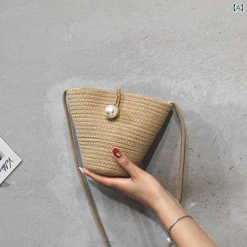 森ガール 編み込み バケットバッグ レディース 鞄 夏 草編みバッグ レトロ 肩掛け 小さめ 斜めがけ