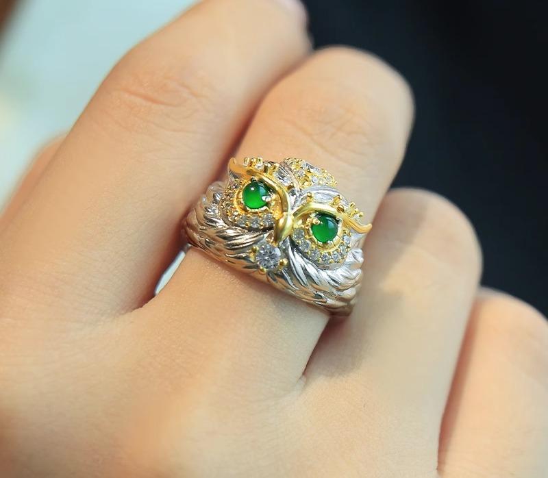 シガレットホルダー リング 指輪型 タバコ 喫煙 アクセサリー メンズ レディース シルバー フクロウ