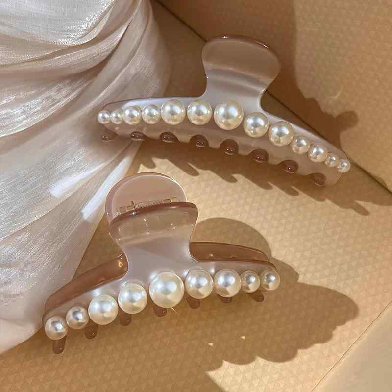 パール ヘアアクセサリー レディース ヘアピン シンプル ヘアクリップ 秋冬 バック ヘッド ベージュ