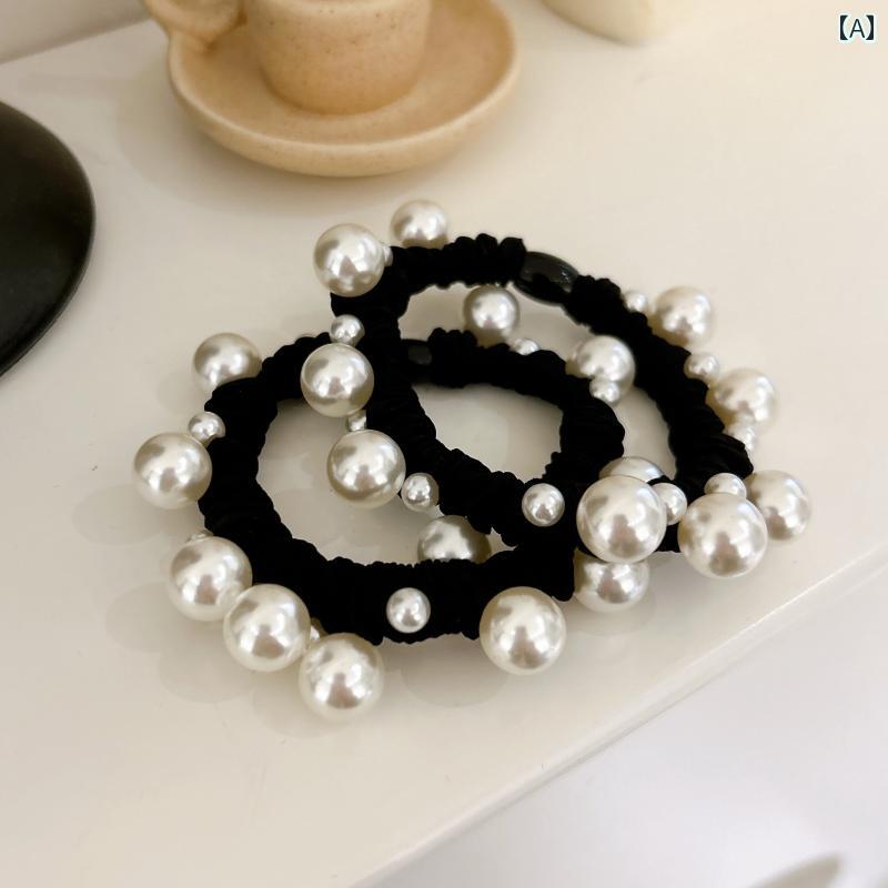 シュシュ ヘアゴム パール ヘアアクセサリー レディース 韓国 ヘアリング ヘッドバンド ポニーテール ゴムバンド ホワイト