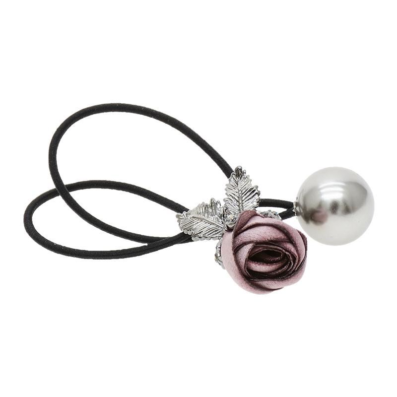ヘアゴム パール ヘアアクセサリー レディース 頭飾り 大人 韓国 ゴムバンド ロープ パープル