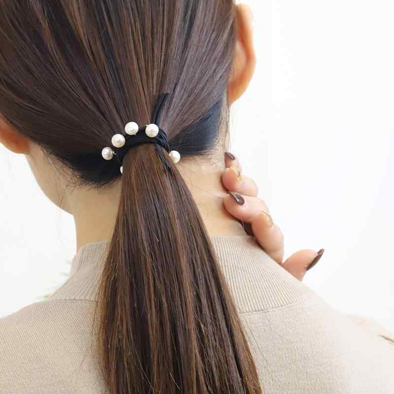 ヘアゴム パール ヘアアクセサリー レディース ヘアバンド ポニーテール 韓国 シンプル オレンジ ホワイト パープル