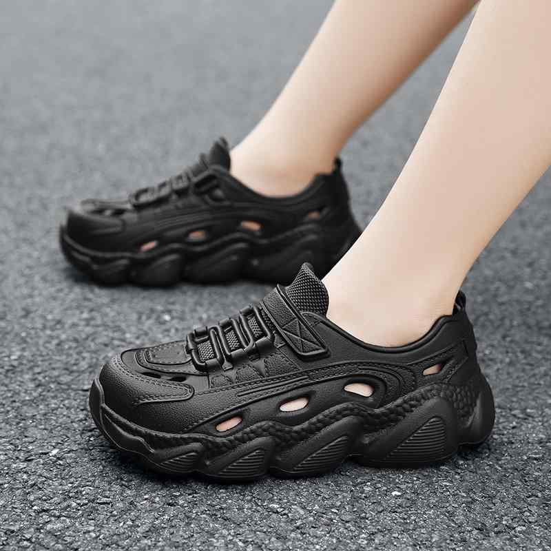 スニーカー 靴 カジュアルシューズ メンズ 夏 滑り止め グリップ 耐摩耗 アウトドア スポーツ 厚底 ブラック ホワイト