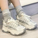 水瓶座 スニーカー レディース 厚底 メッシュ 星 クラウン