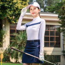 ゴルフ レディース用 服 長袖 ウェア スポーツ 運動着 速乾 配色 Tシャツ インナー(4)