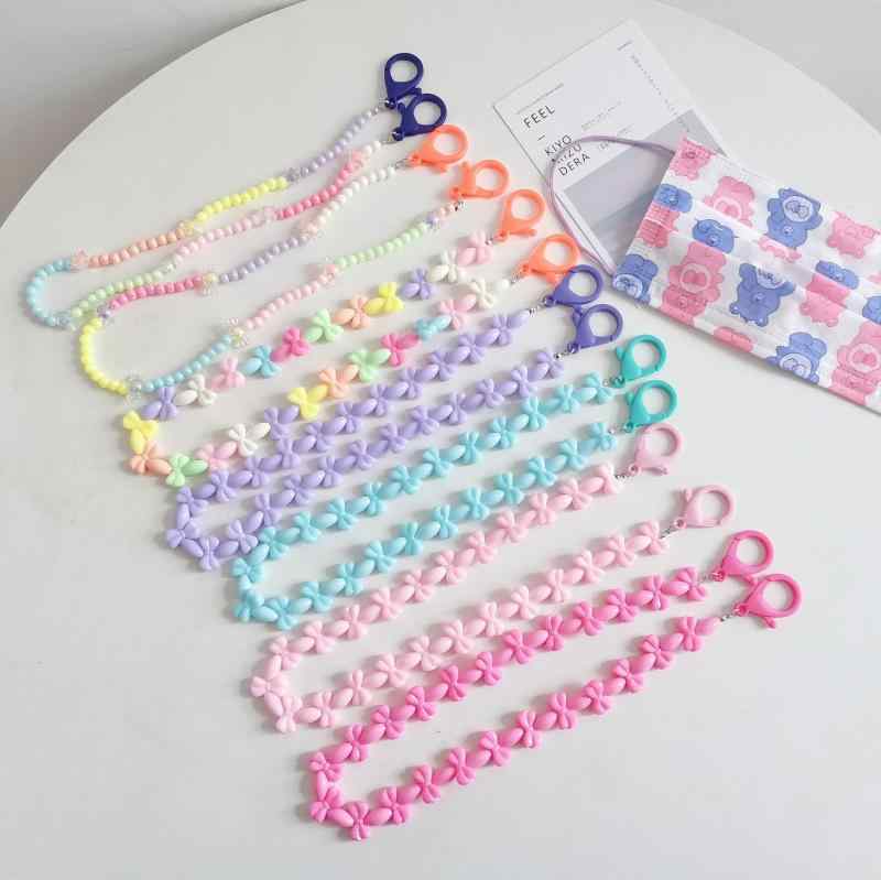 カラフル チェーン リボン マスクチェーン メガネストラップ 女の子 子供 紛失防止 ネックレス ズボン..