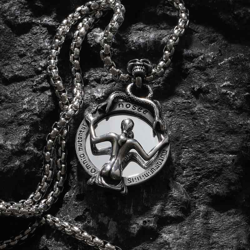 パンク 髑髏 スカル レトロ ヴィンテージ メンズ用 メンズ ネックレス チタン鋼 ペンダント 個性 吊り..