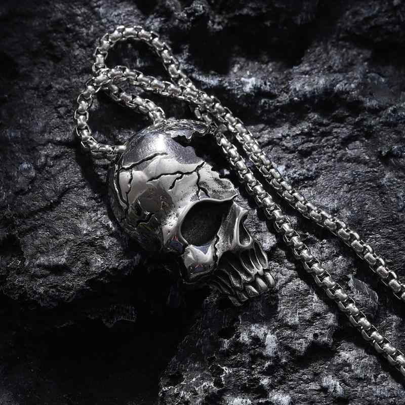 ストリート スカル ドクロ 髑髏 ハーフ 半面 メンズ メンズ用 ネックレス パンク 個性 チタン鋼 ペンダ..