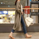 カーディガン 綿麻 シャツ レディース 秋 ゆったり 中長丈 アウター 羽織り 上着