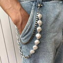 ウォレットチェーン アクセサリー メンズ ストリート カジュアル ヒップホップ パール ウエストチェーン シルバー ブラック ホワイト