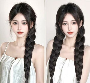 ウィッグ ポニーテール つけ毛 かつら 三つ編み レディース 中国風 ツイスト ボクシング ロング 黒 茶