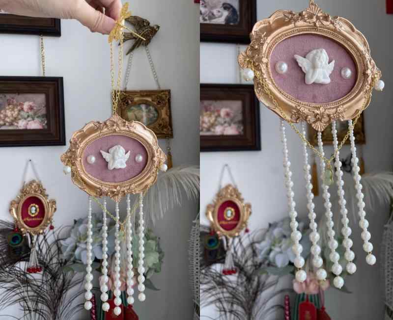 フォトフレーム おしゃれ 壁掛け 吊り下げ パール フレンチ ロマンティック レトロ ペンダント 額縁 樹..